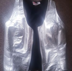 Silver genuine leather Vest